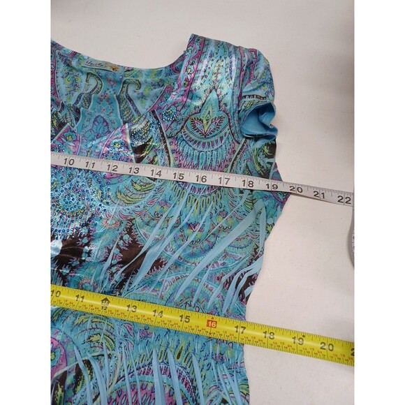 Unity World Wear Women's Bohemian Top M Boho Tribal V-Neck Embellished Blouse - Picture 6 of 10